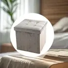 Velvet Storage Bench Seat Toy Box Grey Footstool for Living Room Cafe Hotel