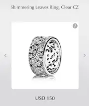 PANDORA Shimmering Leaves Ring #190965CZ + FREE Velvet Pouch - Size 6