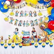 Snow Whe and the Sven Dwrfs Theme Birthday Party Supplies – Fairy Tale Decorations for Kids – Princess Party Set for Girls