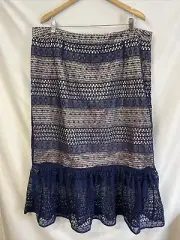ASOS Curve Blue Lace Skirt dressy office fun mini plus size 18