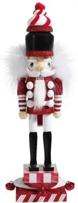 Kurt Adler 12.5" Hollywood Red White Candy Holiday Nutcracker Decor HA0450 NEW