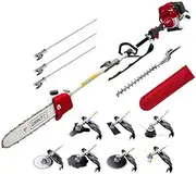 Giantz Pole Saw, 40cc Hedge Trimmer Brush Cutter Poles Tree Pruner Chainsaw Cordless Petrol Hand Power Chainsaws Home Garden Farm Whipper Snipper Tool Saws, 4 Stroke with Goggle Gloves Ear Muffs 9 in1