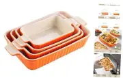 Bakeware Set of 4, Porcelain Baking Pans Set for Set of 4-Rectangular Orange