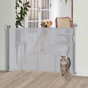 Ownpets Retractable Dog Gate with Cat Door 71 Inch Extra Wide Pet Gate, Retra...