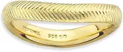 [Stackable Expressions] 3.25mm 925 Sterling Silver Textured Patterned Stackable Polished Gold PlatedWave Ring Size 6-Stackable-Ring for Women