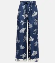 ['S Max Mara] 'S Max Mara Cinzia high-rise silk wide-leg pants UK 2 blue