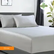 400 Thread Count Bamboo Cotton 1 Fitted Sheet with 2 Pillowcases Silver