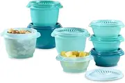 [Tupperware] Heritage Collection, New 16 Piece Food Storage Container Set in Vintage Green, Dishwasher Safe and BPA Free (8 containers, 8 lids)