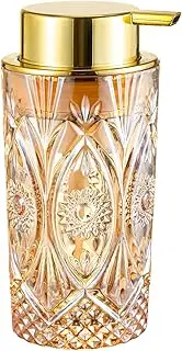 LEICURACE Glass Foaming Hand Soap Dispenser Foaming Soap Dispenser for Bathroom Clear Soap Dispenser with Pump (Amber Sun Patteren)