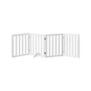 Alopet 4 Panels Wooden Pet Gate Dog Fence Safety Stair Barrier Security Door