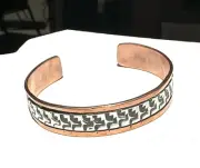 Solid Copper & Sterling Overlay Cuff Bracelet, Navajo Hand Made