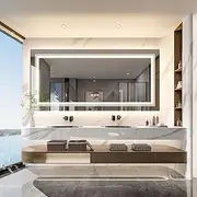 [LUVODI] Large LED Bathroom Mirror: 1510x780mm Illuminated Vanity Mirror Dimmable Lighted Wall Mounted Makeup Mirror with Demisting Smart Touch Button