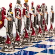 RENAISSANCE: Handpainted Metal Chess with Valuable Briar Erable Wood Chessboard