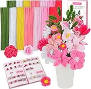 ZXIIXZ 550 Pcs Pipe Cleaner Flowers Craft Kit, 7 Colors Pipe Cleaners Craft Flower Making Kit, Chenille Stems Pipe Cleaners Kit with Tutorial, Bouquet DIY Craft Supplies for Festivals Decorations