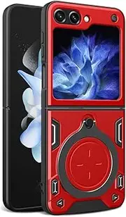 Case for Motorola Moto Razr 40 Ultra, Heavy Duty Shockproof Cover with 360° Rotatable Magnetic Kickstand Cover Case for Motorola Moto Razr 40 Ultra-Red