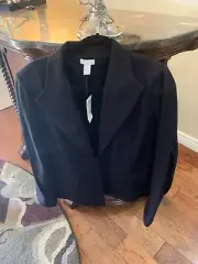 NWT CHICO’S PONTE BLACK BLAZER HOOK/EYE CLOSURE LIGHTLY PADDED SHOULDERS SZ 3