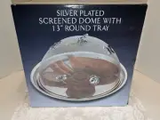 Godinger Silver Art Silver Plated Dome with 13" Round Tray Butterfly Dragonfly