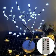 ANYHOUZ Table Lamp White 60 LED Bonsai Tree Desk Light USB Rechargeable For Living Room