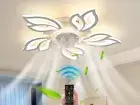 Ceiling Fans with Lights and Remote, Modern White LED Acrylic Ceiling Fan Light