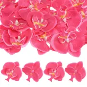 20Pcs Silk Faux Artificial Orchid Flower Heads Petals Decor 2.76", Rose Red