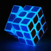 Blue Fluorescent Speed Cube 3X3X3 Glow in the Dark Luminous Cube Puzzle Toy