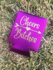 Cheers Bitches Glitter Stubby Holder Can Cooler