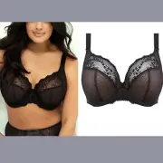 NWT$62 Elomi [ 40G US] Elomi Charley Full Figure Underwire Plunge Bra Black U922
