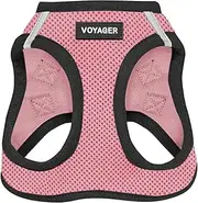 Voyager Step-in Air Dog Harness - All Weather Mesh, Reflective, No Pull Harness for Small, Medium Dogs, Cats - Secure with Hook & Loop Fastener, Buckle, Double D-Rings - Pink/Black Trim, M