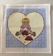 Hand Painted Needlepoint Canvas Boy with Box of Chocolates Valentine Heart 18ct