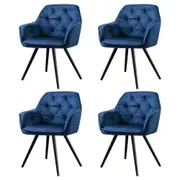Dining Chairs Set of 4 Velvet Diamond Tufted Armchair Blue