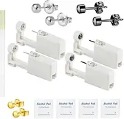 [psaakon] Self Ear Piercing Kits - 18pcs/Set Painless Disposable Sterile Gun with Hypoallergenic Studs,Safety Ear Piercing Gun Kit Tool (Silver280+Black315)