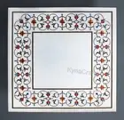Square Marble Coffee Table Top Floral Pattern Inlay Work Corner Table for Hotel