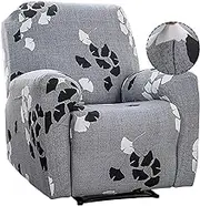 KNFFSAAJL Recliner Slipcover Stretch Soft Non-Slip Reclining Chair Cover Fashion Single Seat Sofa Couch Cover Decorative Furniture Protector for Home Living Room Bedroom Hotel(Maple Leaf Love Gray)