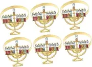 6pcs Menorah Napkin Rings Rhinestone Napkin Holders Jewish Holiday Metal Napkin Buckles for Hanukkah Dining Table Decorations