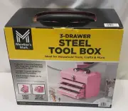 Member's Mark 3 Drawer Steel Mini Toolbox Pink *New