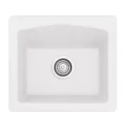 Karran Undermount Kitchen Sink 18" Granite Composite Single Bowl White Finish