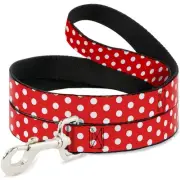 Pet Leash - Minnie Polka Dots Red/White - 6 Feet Long - 1.5" Wide