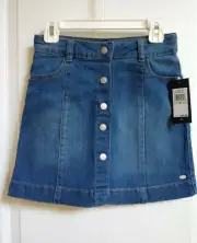 TOMMY HILFIGER Girls Denim Skirt with 2 front snap buttons SZ 8 Reg. $39