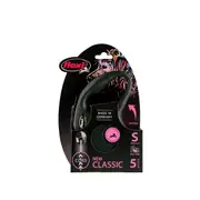 Flexi Classic Cord Retractable Dog Lead Black (Small 5m)
