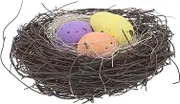 1 Set Artificial Bird Nest Decor with Eggs Lightweight Easter Bird Nest Ornament for Home and Garden Decoration Realistic Design for Indoor and Outdoor Use
