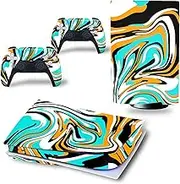 PS5 Skin Disc Edition Console and Controller, PS5 Stickers Vinyl Decals for Playstation 5 Console and Controllers, Disk Edition(Green Stripe)