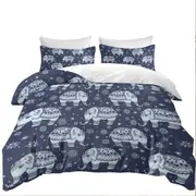 Blue Indian Elephant Pattern Quilt Cover