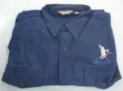 Rombro Embroidered Chamois Shirt Navy With Mallard Emblem Large