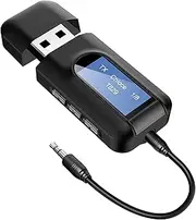 Visualization Bluetooth Transmitter and Receiver, USB Bluetooth 5.0 Transmitter with Display,2 in 1 Wireless Bluetooth Adapter for PC,TV, Headphones, Home Stereo, Car