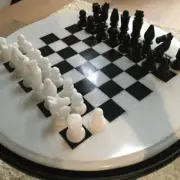 Chess Table Top, Marble White Chess Table, Round Indoor Chess Top, Decor Gifts