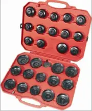30pcs Oil Filter Removal Set, Cup Type + Adjustable Claw Wrench + Socket Adaptor