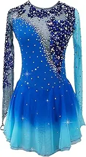 [Zagitova] Figure Skating Dress For Women, Long Sleeved Hook Finger Competition Performance Costume With Diamond Decoration