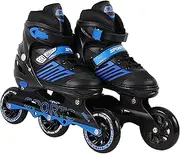 Adjustable Inline Skates with 100MM PU Wheels | Performance Rollerskates for Kids - Size Medium, Blue