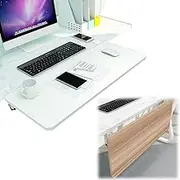 Under Desk Keyboard Tray Desk Extender, Foldable Desk Armrest Shelf Keyboard Tray Ergonomic Extension Panel Office Organization Space Saving(White a,65 * 25Cm(26 * 10In))