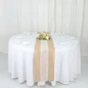 14" x 106" NATURAL WHITE Burlap Lace TABLE RUNNER Wedding Party Home Decorations
